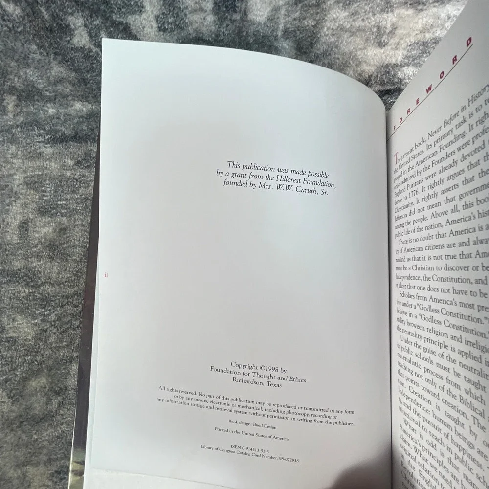 Never Before in History America's Inspired Birth Hardcover Book 1998